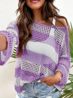 Striped Hollow Out Sheer Sweater