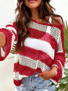 Striped Hollow Out Sheer Sweater