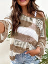 Striped Hollow Out Sheer Sweater