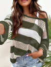 Striped Hollow Out Sheer Sweater